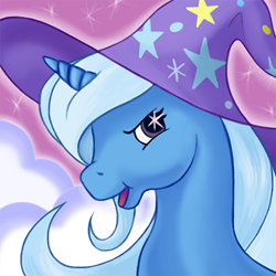 Size: 450x450 | Tagged: safe, artist:lezzlesdrawsponies, trixie, pony, unicorn, g2, clothes, female, g4 to g2, generation leap, hat, mare, solo, trixie's hat