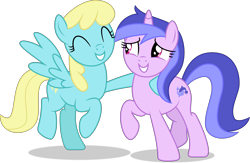 Size: 11857x7733 | Tagged: safe, artist:starcollider, sassaflash, sea swirl, seafoam, pegasus, pony, unicorn, g4, .svg available, ^^, absurd resolution, base used, duo, duo female, eyes closed, female, lesbian, mare, raised hoof, sassaswirl, shipping, show accurate, simple background, transparent background, vector