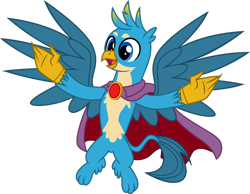 Size: 1920x1491 | Tagged: safe, artist:n0kkun, gallus, griffon, g4, accessory, brooch, cape, cloak, clothes, flying, jewelry, male, simple background, solo, transparent background, vector