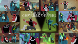 Size: 1280x721 | Tagged: safe, edit, edited screencap, editor:quoterific, screencap, lord tirek, queen chrysalis, centaur, changeling, frenemies (episode), g4, season 9, the ending of the end, the summer sun setback, air quotes, better way to be bad, collage, cute, cutealis, eyes closed, female, grin, male, png, ship:chrysirek, shipping, smiling, straight, tirebetes, ultimate chrysalis
