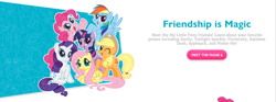 Size: 1150x426 | Tagged: safe, edit, applejack, fluttershy, pinkie pie, rainbow dash, rarity, twilight sparkle, alicorn, pony, g4, 2016 character collage, apple family member, collage, mane six, mane six opening poses, promo, twilight sparkle (alicorn), website