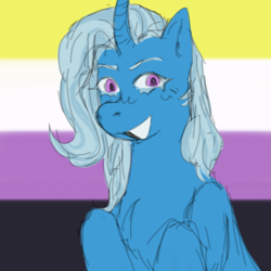 Size: 640x640 | Tagged: safe, artist:trixielulawoof, trixie, pony, unicorn, g4, female, nonbinary pride flag, pride, pride flag, solo