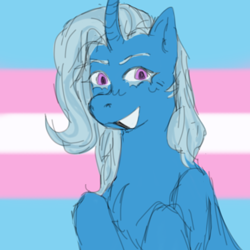 Size: 640x640 | Tagged: safe, artist:trixielulawoof, trixie, pony, unicorn, g4, female, pride, pride flag, solo, trans female, trans trixie, transgender, transgender pride flag