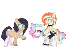 Size: 5130x3460 | Tagged: safe, artist:tired-horse-studios, oc, oc only, bat pony, earth pony, pony, unicorn, absurd resolution, female, mare, ponies riding ponies, riding, simple background, transparent background