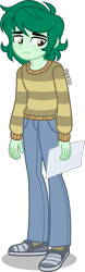 Size: 1250x4000 | Tagged: safe, artist:orin331, wallflower blush, human, equestria girls, equestria girls specials, g4, my little pony equestria girls: better together, my little pony equestria girls: forgotten friendship, clothes, equestria guys, freckles, high res, male, pants, paper, rule 63, sad, shoes, simple background, slouching, solo, sweater, transparent background, wallfire blush