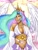 Size: 1556x2021 | Tagged: safe, artist:mscreepyplaguedoctor, princess celestia, human, g4, alicorn humanization, alternate hairstyle, bedroom eyes, bracelet, breasts, busty princess celestia, clothes, cloud, crown, dark skin, dress, female, grin, horn, horned humanization, humanized, jewelry, regalia, sky, smiling, solo, sun, winged humanization