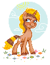 Size: 537x691 | Tagged: safe, artist:hikkage, oc, oc only, oc:sundraw, pony, unicorn, pixel art, simple background, solo, white background