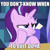 Size: 1440x1440 | Tagged: safe, edit, edited screencap, screencap, starlight glimmer, pony, unicorn, g4, my little pony: friendship is magic, uncommon bond, caption, cropped, female, image macro, implied, implied g4 drama, mare, meme, reaction image, solo, starlight glimmer is not amused, text, unamused