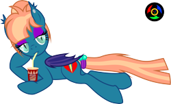 Size: 2665x1623 | Tagged: safe, artist:kyoshyu, oc, oc only, oc:drone dance, bat pony, pony, disguise, disguised changeling, high res, lying down, prone, simple background, solo, transparent background, vector