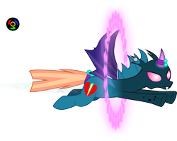 Size: 3937x3126 | Tagged: safe, artist:kyoshyu, oc, oc only, oc:drone dance, bat pony, pony, disguise, disguised changeling, high res, magic, simple background, solo, transparent background, vector