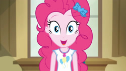 Size: 3410x1920 | Tagged: safe, screencap, pinkie pie, blizzard or bust, equestria girls, equestria girls specials, g4, my little pony equestria girls: better together, my little pony equestria girls: holidays unwrapped, adorkable, clothes, cute, cutie mark, cutie mark on clothes, diapinkes, female, geode of sugar bombs, happy, jewelry, magical geodes, necklace, open mouth, sleeveless, smiling, solo, tank top, teenager