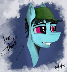 Size: 2800x3000 | Tagged: safe, artist:tyleks, oc, oc only, oc:leo hawk, pegasus, pony, bust, happy, happy birthday, high res, male, pegasus oc, portrait, present, smiling