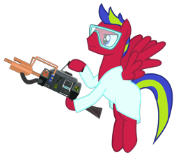 Size: 3600x3200 | Tagged: safe, artist:lightning_musicwave_safe, oc, oc:lightning musicwave, pegasus, pony, clothes, crossover, half-life, high res, lab coat, tau cannon