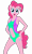 Size: 2100x3500 | Tagged: safe, artist:lexx disaster, pinkie pie, earth pony, anthro, g4, belly button, bicolor swimsuit, clothes, female, high res, navel cutout, simple background, solo, swimsuit, transparent background