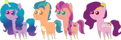 Size: 4392x1466 | Tagged: safe, artist:sketchmcreations, edit, hitch trailblazer, izzy moonbow, pipp petals, sunny starscout, earth pony, pegasus, pony, unicorn, g5, ball, female, horn, horn guard, hornball, izzy's tennis ball, male, mare, pointy ponies, red eyes, red-eyed pipp, simple background, stallion, tennis ball, transparent background, vector