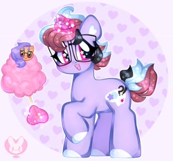 Size: 2683x2500 | Tagged: safe, artist:bunxl, oc, oc only, pony, unicorn, cotton candy, ethereal mane, glasses, high res, levitation, magic, smiling, solo, starry eyes, starry mane, starry tail, tail, telekinesis, wingding eyes