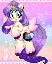 Size: 2035x2500 | Tagged: safe, artist:bunxl, oc, oc only, alicorn, pony, colored horn, ethereal mane, flying, high res, horn, smiling, solo, sparkly eyes, spread wings, starry eyes, starry mane, starry tail, tail, wingding eyes, wings