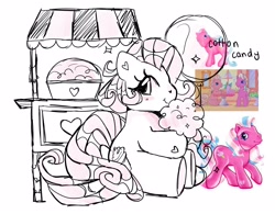 Size: 2048x1600 | Tagged: safe, artist:bunxl, cotton candy (g3), earth pony, pony, g3, blushing, cotton candy, sketch, smiling, solo
