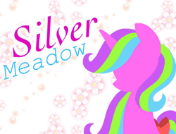 Size: 720x546 | Tagged: artist needed, safe, oc, oc only, oc:silver meadow, pony, unicorn, cherry blossoms, female, flower, flower blossom, mare, modern art, solo, wallpaper
