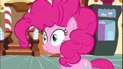 Size: 426x240 | Tagged: safe, artist:inflationvideo, screencap, pinkie pie, pink tac toe, g4, party of one, hair, imminent popping, mane, needs more jpeg, picture for breezies