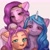 Size: 3000x3000 | Tagged: safe, artist:hirichie, izzy moonbow, pipp petals, sunny starscout, earth pony, pegasus, pony, unicorn, g5, my little pony: a new generation, adorapipp, against glass, cat ears, cheek squish, cute, female, floppy ears, glass, high res, izzybetes, looking at you, mare, open mouth, red eyes, red-eyed pipp, simple background, smiling, squishy cheeks, sunnybetes, text, trio, trio female, uncanny valley, unshorn fetlocks, white background
