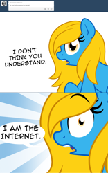 Size: 1280x2048 | Tagged: safe, artist:furrgroup, oc, oc only, oc:internet explorer, earth pony, pony, ask internet explorer, browser ponies, internet explorer, solo