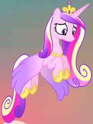Size: 1102x1465 | Tagged: safe, screencap, princess cadance, alicorn, pony, g4, three's a crowd, cropped, crown, female, flying, hoof shoes, jewelry, regalia, solo, spread wings, tiara, wings