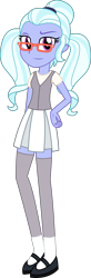 Size: 1525x4638 | Tagged: safe, artist:sketchmcreations, sugarcoat, equestria girls, g4, clothes, commission, female, hand on hip, leggings, looking at you, mary janes, raised eyebrow, shoes, simple background, skirt, solo, transparent background, vector