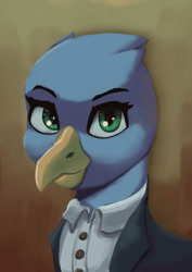Size: 1280x1805 | Tagged: safe, artist:monx94, oc, oc only, oc:antonia di colliverde, griffon, equestria at war mod, beak, bust, clothes, cute, looking at you, portrait, solo, suit
