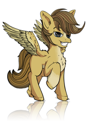 Size: 1280x1814 | Tagged: safe, artist:playful wings, oc, oc only, oc:buttercup, pegasus, pony, chest fluff, reflection, simple background, smug, solo, transparent background