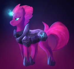 Size: 1280x1186 | Tagged: safe, artist:corvidcactus, tempest shadow, pony, unicorn, g4, broken horn, electricity magic, female, glowing horn, horn, magic, mare, solo
