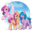 Size: 1920x1777 | Tagged: safe, artist:pvrii, izzy moonbow, pipp petals, sunny starscout, earth pony, pegasus, pony, unicorn, g5, adorapipp, bag, braid, chest fluff, cloud, cute, ear fluff, female, grin, izzybetes, leg fluff, mare, open mouth, raised hoof, red eyes, red-eyed pipp, satchel, simple background, sky, smiling, stars, sunny's bag, sunnybetes, teeth, transparent background, unshorn fetlocks