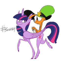 Size: 1024x1024 | Tagged: safe, artist:frigg-fluff, twilight sparkle, alicorn, pony, g4, crossover, hashtag, savewoy, twilight sparkle (alicorn), wander (wander over yonder), wander over yonder