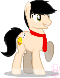 Size: 737x953 | Tagged: safe, artist:amgiwolf, oc, oc only, oc:amgi, earth pony, pony, colored hooves, earth pony oc, grin, male, necktie, raised hoof, rule 63, simple background, smiling, solo, stallion, transparent background