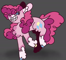 Size: 1780x1619 | Tagged: safe, artist:caramelbolt24, pinkie pie, earth pony, pony, g4, chest fluff, dark background, ear fluff, female, grin, hoof polish, mare, signature, smiling, solo