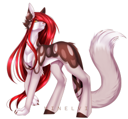 Size: 2292x2136 | Tagged: safe, artist:minelvi, oc, oc only, hybrid, pony, wolf, wolf pony, ear fluff, high res, signature, simple background, solo, transparent background