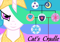 Size: 1014x716 | Tagged: safe, artist:shakespearicles, night light, princess cadance, princess celestia, princess flurry heart, shining armor, twilight sparkle, twilight velvet, alicorn, pony, fanfic:cat's cradle, g4, author:shakespearicles, brother, brother and sister, cat's cradle, cover art, crown, cutie mark, family, family tree, fanfic, fanfic art, fanfic cover, father, father and child, father and daughter, father and son, female, fimfiction, grandfather, grandfather and grandchild, grandfather and granddaughter, grandmother, grandmother and grandchild, grandmother and granddaughter, heart, horn, implied inbreeding, implied incest, inbreeding, incest, jewelry, looking, looking at you, male, moon, mother, mother and child, mother and daughter, mother and father, mother and son, nostrils, princess, regalia, royalty, shakespearicles, shipping chart, siblings, sister, sisters, smiling, smiling at you, smirk, sun, text, wall of tags