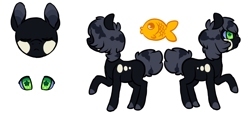 Size: 1100x500 | Tagged: safe, artist:lavvythejackalope, oc, oc only, oc:midnight, earth pony, fish, pony, colored hooves, earth pony oc, male, raised hoof, reference sheet, simple background, stallion, starry eyes, white background, wingding eyes