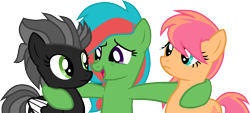 Size: 1536x697 | Tagged: safe, artist:kingbases, artist:pegasski, oc, oc only, earth pony, pegasus, pony, g4, base used, earth pony oc, eyelashes, female, frown, mare, pegasus oc, side hug, simple background, smiling, transparent background, two toned wings, wings