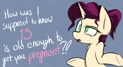 Size: 1104x605 | Tagged: safe, artist:pinkberry, edit, oc, oc only, oc:mulberry merlot, pony, unicorn, colored sketch, female, freckles, heart, implied colt on mare, implied foalcon, implied pregnancy, mare, mulberry is a foalslut, shrug, sketch, solo, tattoo