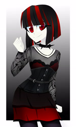 Size: 1956x3264 | Tagged: safe, artist:xan-gelx, oc, oc only, oc:raven moon, human, vampire, equestria girls, g4, black and red, black dress, choker, clothes, corset, cute, dress, female, goth, red eyes, solo