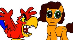 Size: 1369x765 | Tagged: safe, artist:blackrhinoranger, cheese sandwich, bird, earth pony, parrot, pony, g4, aladdin, angry, crossover, disney, duo, gilbert gottfried, iago, looking at you, male, open mouth, simple background, smiling, stallion, the weird al show, voice actor joke, weird al yankovic, white background, yelling, youtube link