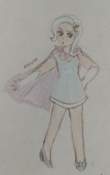 Size: 648x1024 | Tagged: safe, artist:wrath-marionphauna, trixie, human, g4, cape, clothes, humanized, solo, traditional art, trixie's cape