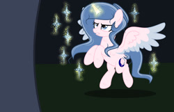 Size: 1280x826 | Tagged: safe, artist:lominicinfinity, oc, oc only, oc:sparkdust knight, alicorn, pony, female, magic, mare, solo