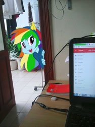 Size: 720x960 | Tagged: safe, edit, rainbow dash, equestria girls, g4, computer, equestria girls in real life, female, google+, irl, laptop computer, looking at you, photo, vietnam, wondercolts