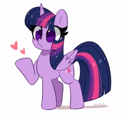 Size: 4079x3916 | Tagged: safe, artist:kittyrosie, twilight sparkle, alicorn, pony, g4, :o, blowing a kiss, blushing, cute, female, heart, mare, no pupils, open mouth, simple background, solo, sweet dreams fuel, twiabetes, twilight sparkle (alicorn), white background