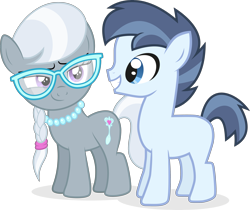Size: 4387x3693 | Tagged: safe, artist:ready2fail, artist:ryanbate, edit, vector edit, shady daze, silver spoon, earth pony, pony, g4, one bad apple, ponyville confidential, absurd resolution, colt, crack shipping, female, filly, male, shadyspoon, shipping, simple background, smug, straight, transparent background, vector