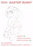 Size: 2480x3508 | Tagged: safe, artist:ardilya, alicorn, earth pony, pegasus, pony, unicorn, animal costume, bunny costume, clothes, commission, costume, digital art, overalls, sketch, solo, ych sketch, your character here