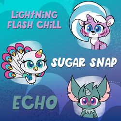 Size: 1080x1080 | Tagged: safe, echo (g4.5), lightning chill, sugar snap, back to the present, g4.5, my little pony: pony life, official, female, wild siders