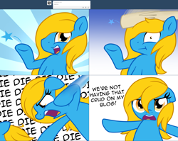 Size: 2562x2038 | Tagged: safe, artist:furrgroup, oc, oc:internet explorer, pony, ask internet explorer, angry, browser ponies, high res, internet explorer, looking at you, punch, rule 63, self ponidox, stars